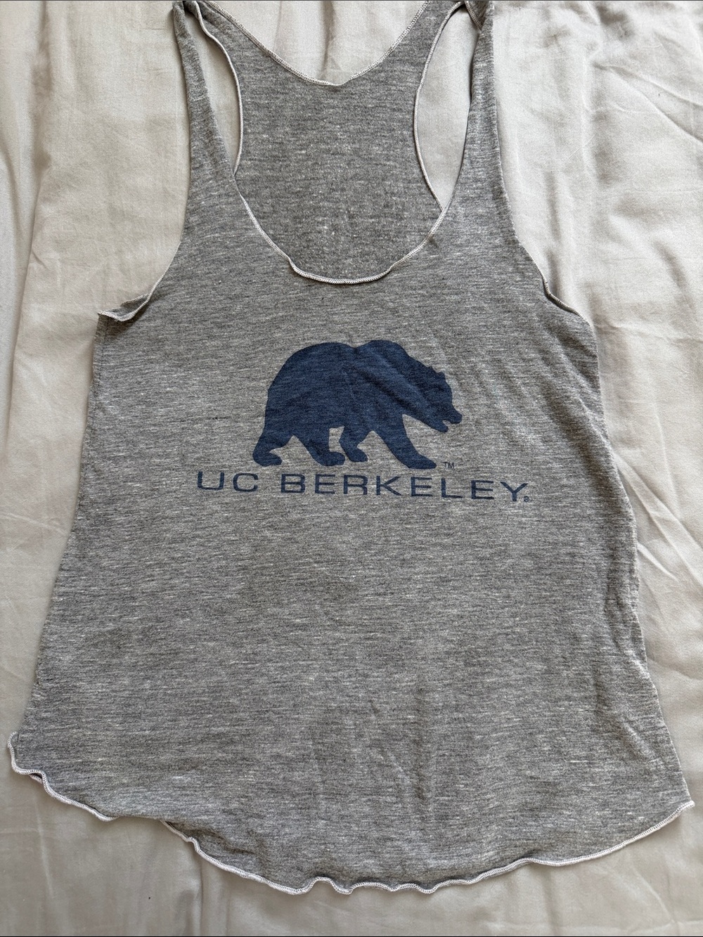 American Apparel Gray Racerback Tank with Navy UC Berkeley Bear